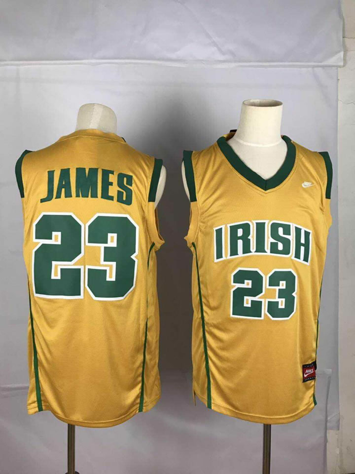 Irish High School 23 LeBron James Yellow Swingman Jersey,We sell and wholesale Irish High School 23 LeBron James Yellow Swingman Jersey on line form chian!